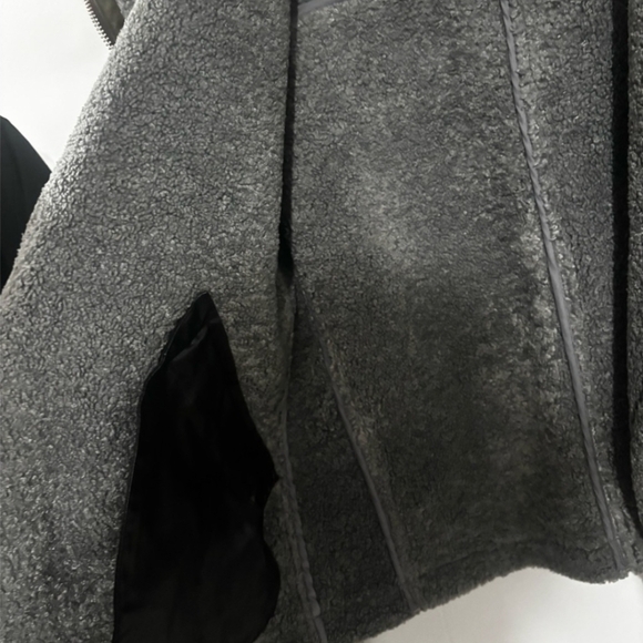 Acne Army Green Gray Shearling Jacket - Picture 3 of 7